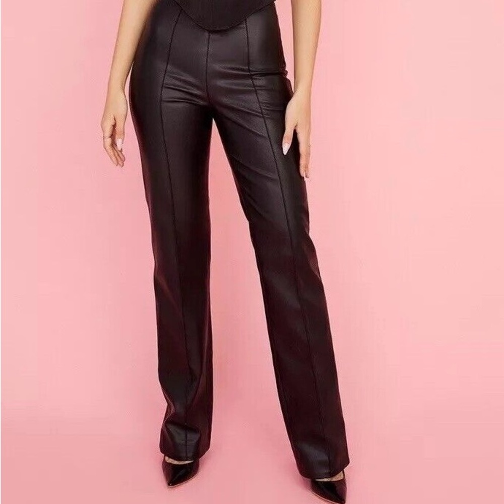 House Of CB Elenoara Black Vegan Leather Trousers
